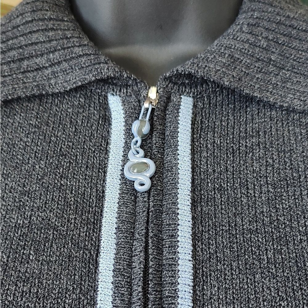 St. John Knit COLLECTION  Gray Blue Santana Popcorn Stitch JACKET SZ 4 - Picture 12 of 15